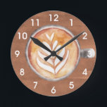Coffee Lover Watercolor Business Coffee Kitchen Round Clock<br><div class="desc">This design may be personalized by choosing the Edit Design option. You may also transfer onto other items. Contact me at colorflowcreations@gmail.com or use the chat option at the top of the page if you wish to have this design on another product or need assistance. See more of my designs...</div>