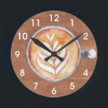 Coffee Lover Watercolor Business Coffee Kitchen Round Clock<br><div class="desc">This design may be personalized by choosing the Edit Design option. You may also transfer onto other items. Contact me at colorflowcreations@gmail.com or use the chat option at the top of the page if you wish to have this design on another product or need assistance. See more of my designs...</div>