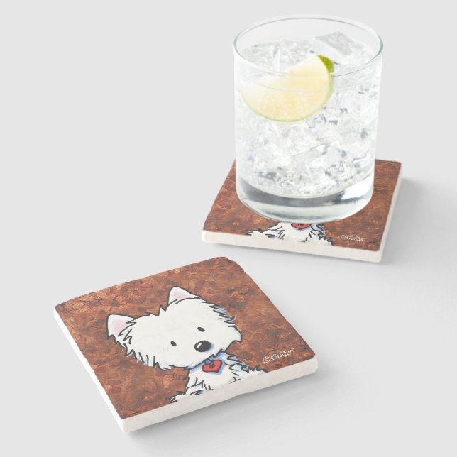 Coffee Lover Westie Stone Coaster (Side)