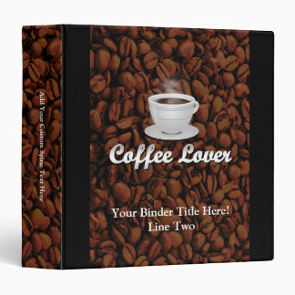 Coffee Lover, White Cup/Brown Beans 3 Ring Binder
