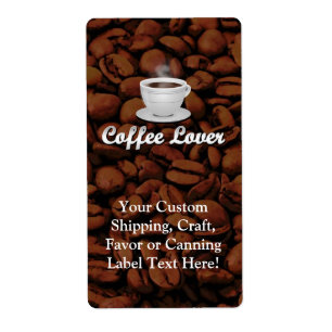 Coffee Lover, White Cup/Brown Beans Label
