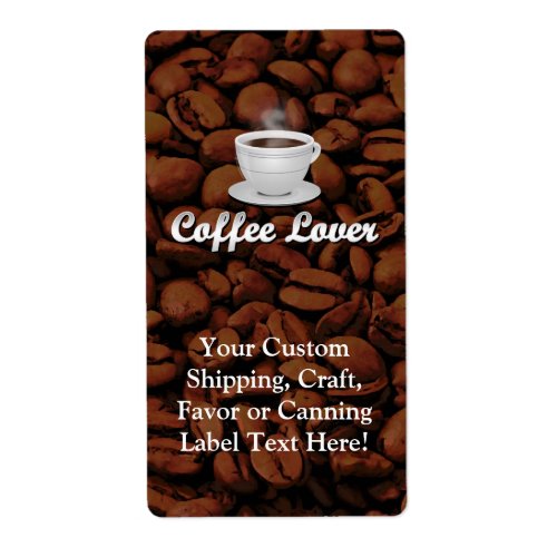 Coffee Lover White CupBrown Beans Label
