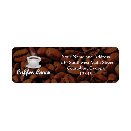 Coffee Lover White CupBrown Beans Label