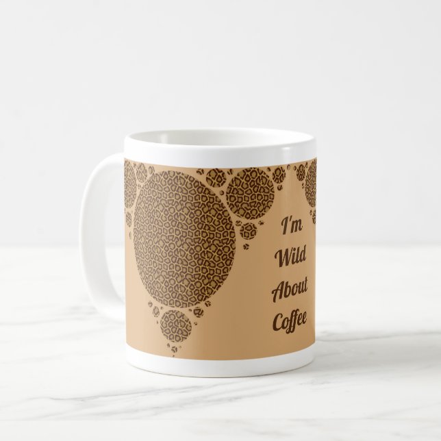 Coffee Lover Wild Cat Pattern Geometric Modern Mug (Front Left)