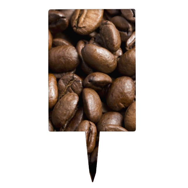 Coffee Lovers Beans Brown Background Cake Topper (Front)