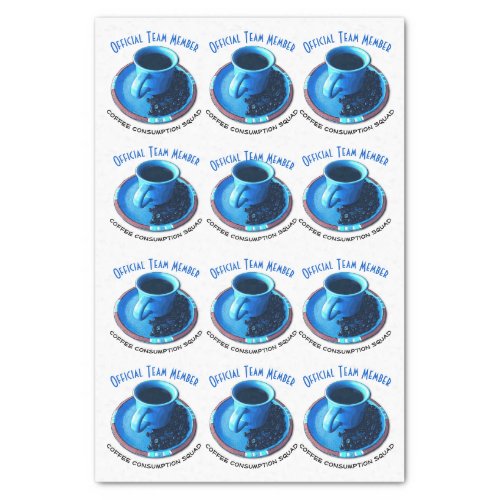 Coffee Lovers Blue Cup and Saucer Repeat Pattern Tissue Paper