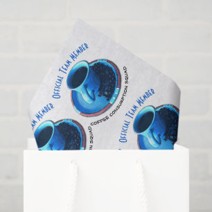 Coffee Lovers Blue Cup and Saucer Repeat Pattern Tissue Paper