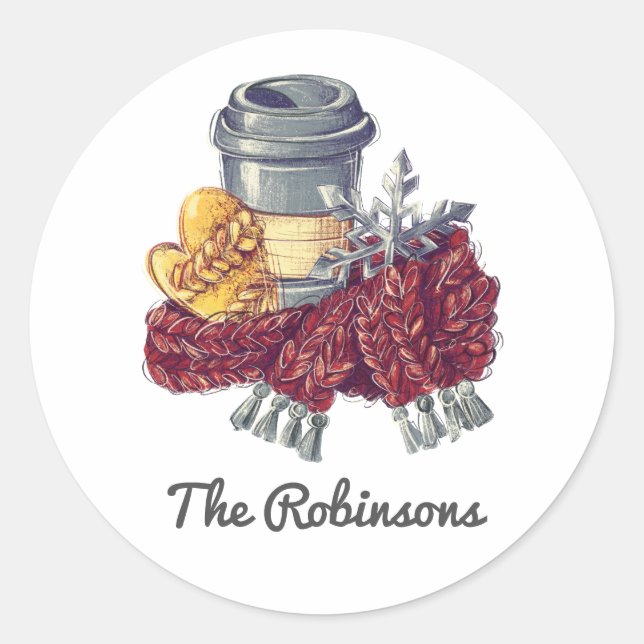 Coffee Lover's Christmas Cheer Classic Round Sticker (Front)