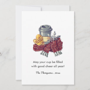 Coffee Lover's Christmas Cheer Greeting Photo Holiday Card