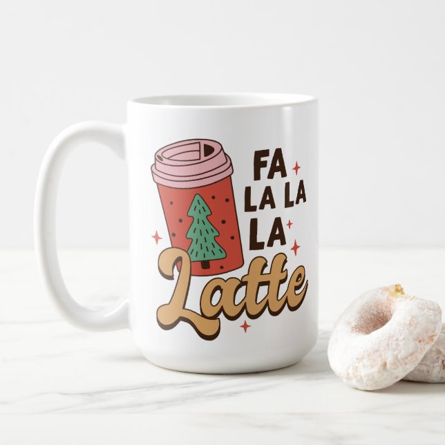 Coffee Lover's Christmas Fa La La La Latte Mug (With Donut)