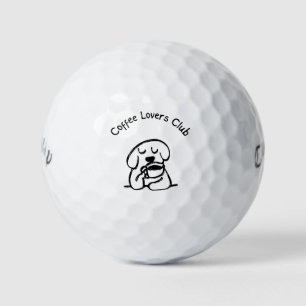 'Coffee Lovers Club' Playful Dog Funny Pet Loving Golf Balls