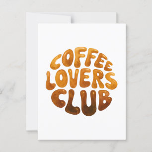 Coffee Lovers Club Wall Art, Whimsical Typography  Postcard