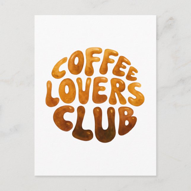 Coffee Lovers Club Wall Art, Whimsical Typography  Postcard (Front)