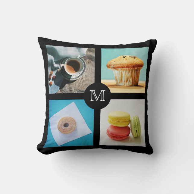 Coffee Lover's custom monogram throw pillows (Front)