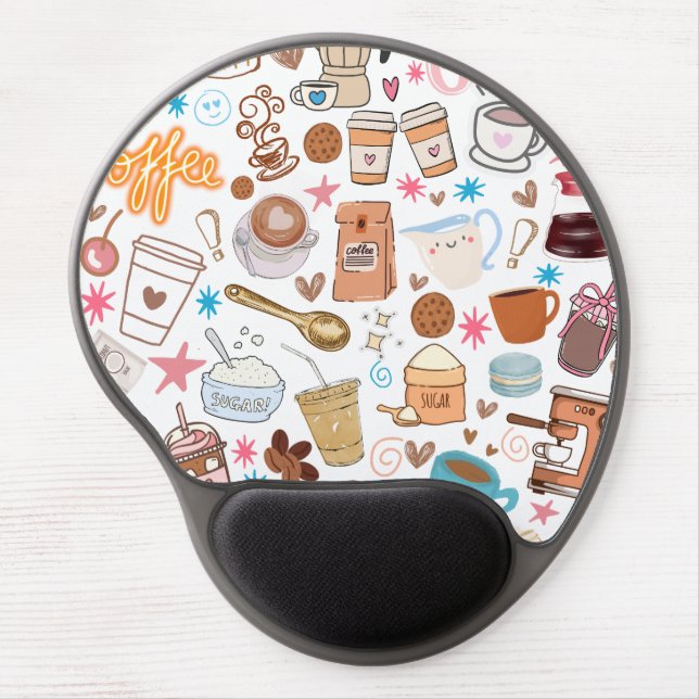 Coffee Lover's Doodle Gel Mouse Pad (Front)