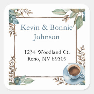 Coffee Lover's Floral Return Address Label