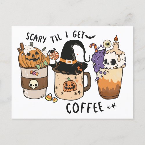 Coffee Lovers Funny Halloween Witch Greeting Postcard