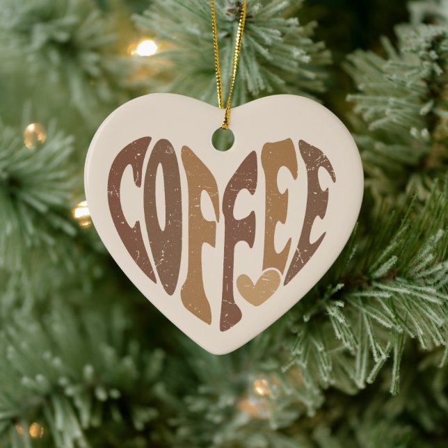 Coffee Lover's Heart Ceramic Ornament (Tree)