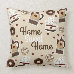 Coffee Lovers Home Sweet Home Throw Pillow
