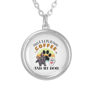 Coffee Lovers - I Love Coffee And My Dog Silver Plated Necklace