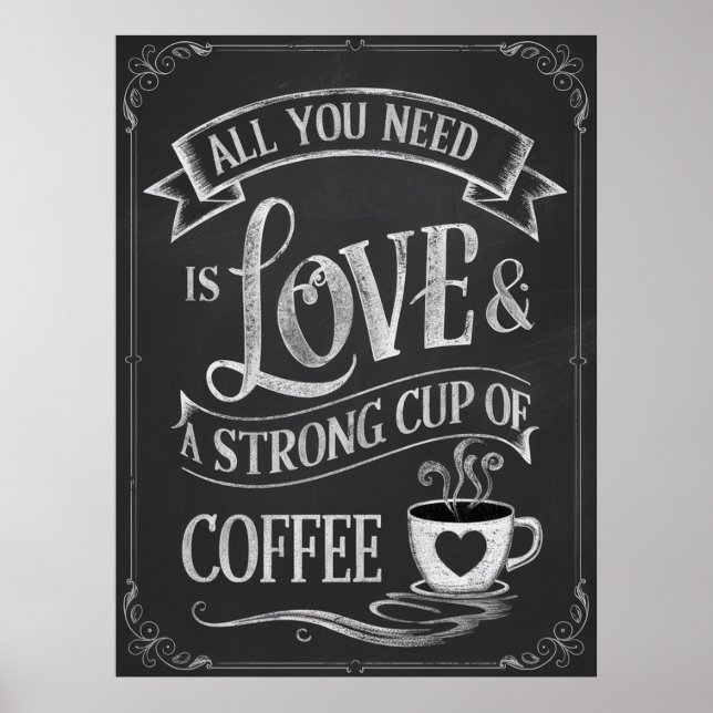 COFFEE LOVERS KITCHEN CHALKBOARD POSTER (Front)