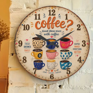 Coffee Lovers  Large Clock