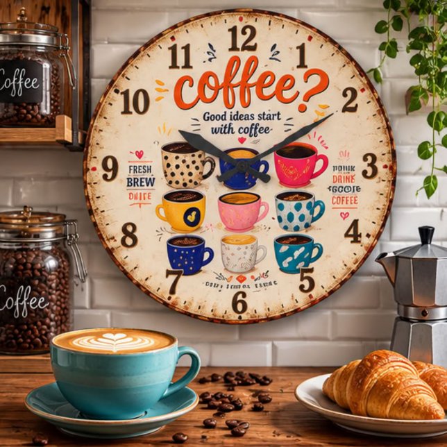 Coffee Lovers  Large Clock (Creator Uploaded)