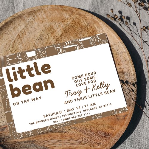 Coffee Lovers Little Bean Baby Shower Invitation