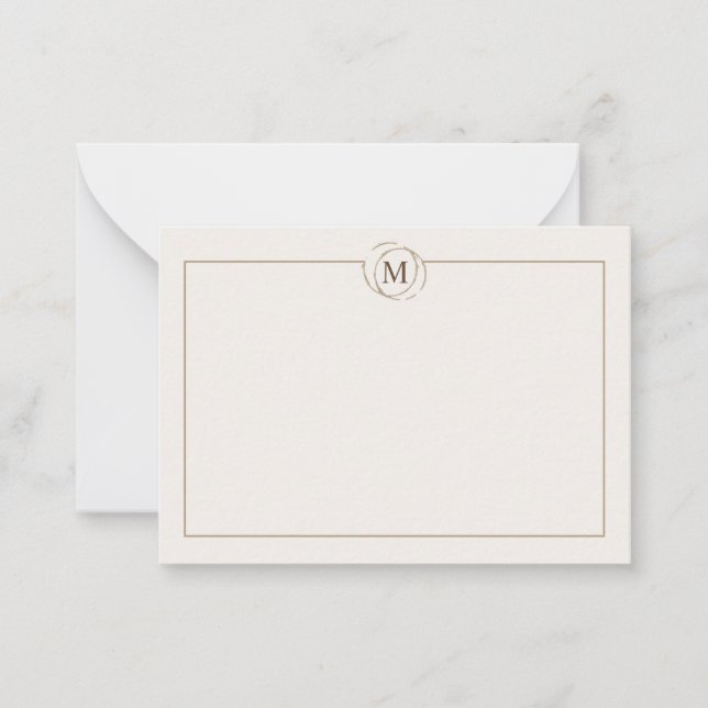 Coffee lovers minimalist monogram cream note card (Front)