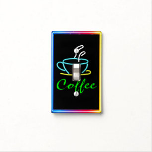 Coffee Lovers Neon Frame Light Switch Cover