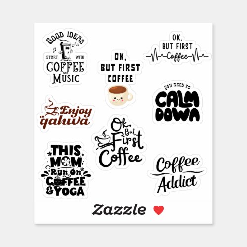 Coffee Lovers Pack Set Typography Funny Sticker