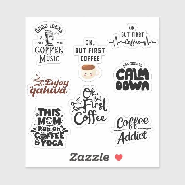 Coffee Lovers Pack Set Typography Funny Sticker (Sheet)