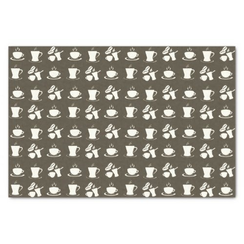 Coffee Lovers Pattern on Brown Tissue Paper