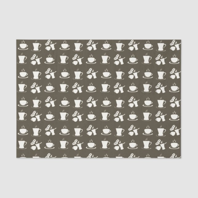 Coffee Lovers Pattern on Brown Tissue Paper (Front)