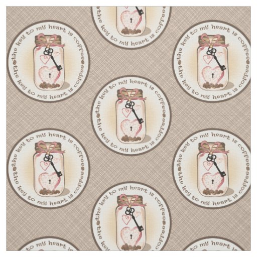 Coffee Lovers Rustic Mason Jar Fabric