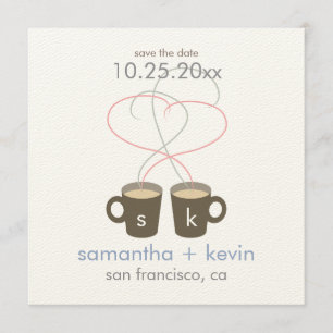 Coffee Lovers Save the Date: Cream Felt Paper Save The Date