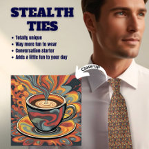 Coffee Lover's Stealth But Groovy Neck Tie