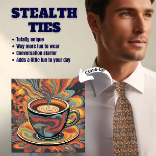 Coffee Lover's Stealth But Groovy Neck Tie