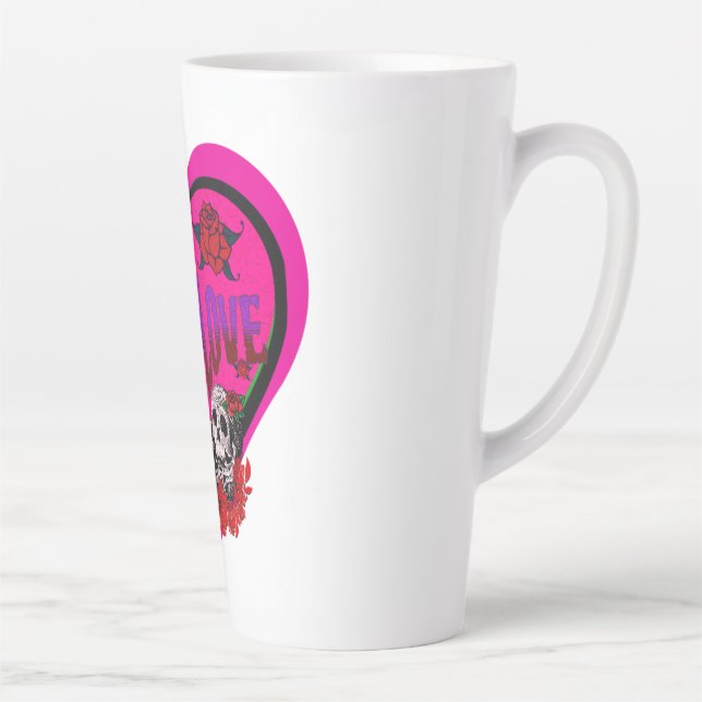 Coffee Lovers True Love Pink Heart Custom Latte Mug (Right)