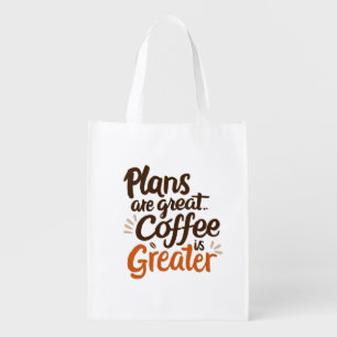 Coffee Lover's Typography Grocery Bag