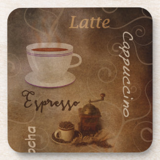 Coffee Lovers Word Art Beverage Coaster