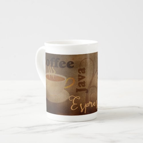 Coffee Lovers Word Art Bone China Mug