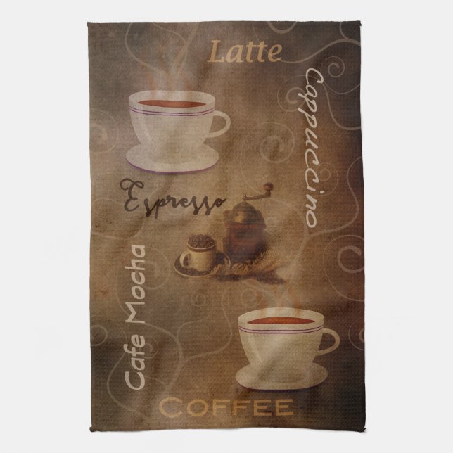 Coffee Lover's Word Art Kitchen Towel (Vertical)