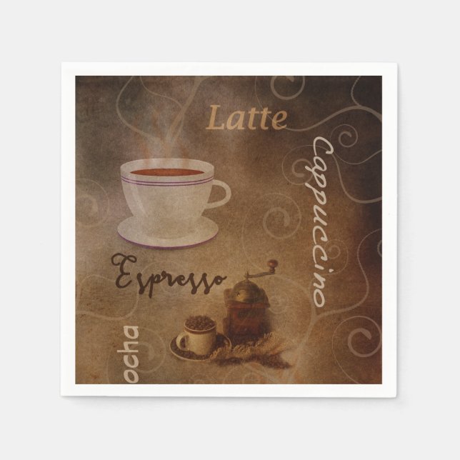 Coffee Lover's Word Art  Napkins (Front)
