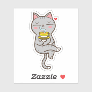 Coffee loving cat sticker