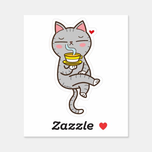 Coffee loving cat sticker