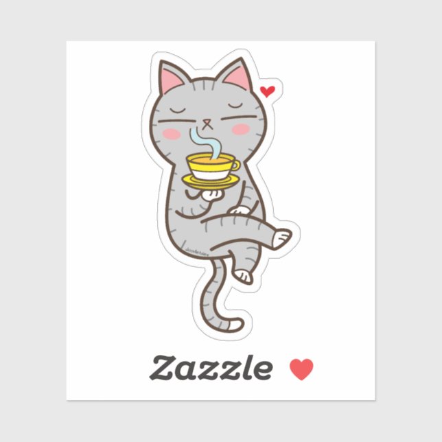 Coffee loving cat sticker (Sheet)