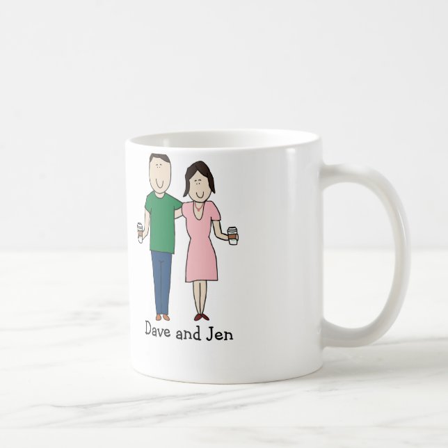 Coffee loving couple- personalized cartoon mug (Right)