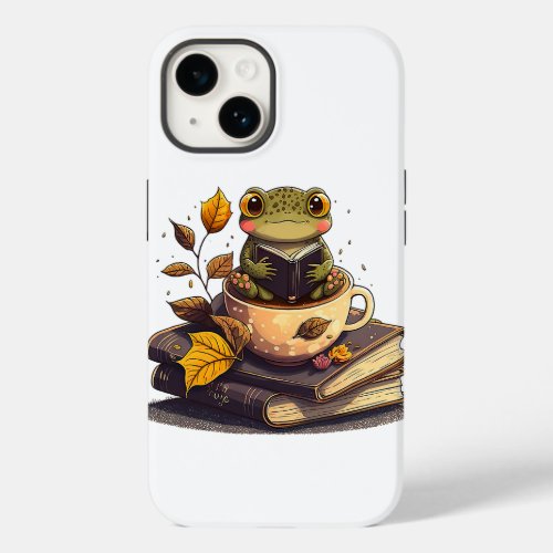 Coffee_Loving Frog Reading Books  Case_Mate iPhone 14 Case