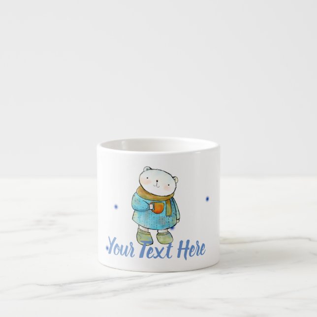 Coffee Loving Polar Bear Custom Espresso Cup (Front)